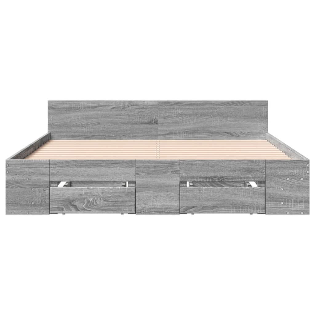 Cadre de lit avec tiroirs sans matelas sonoma gris 140x190 cm - XIOS