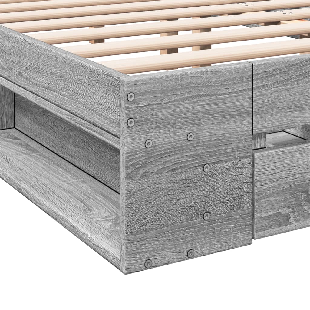 Cadre de lit avec tiroirs sans matelas sonoma gris 140x190 cm - XIOS
