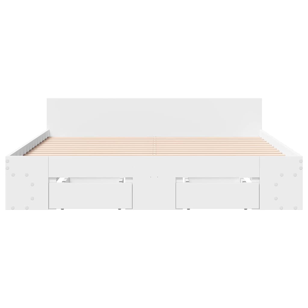 Cadre de lit avec tiroirs sans matelas blanc 120x190 cm - XIOS