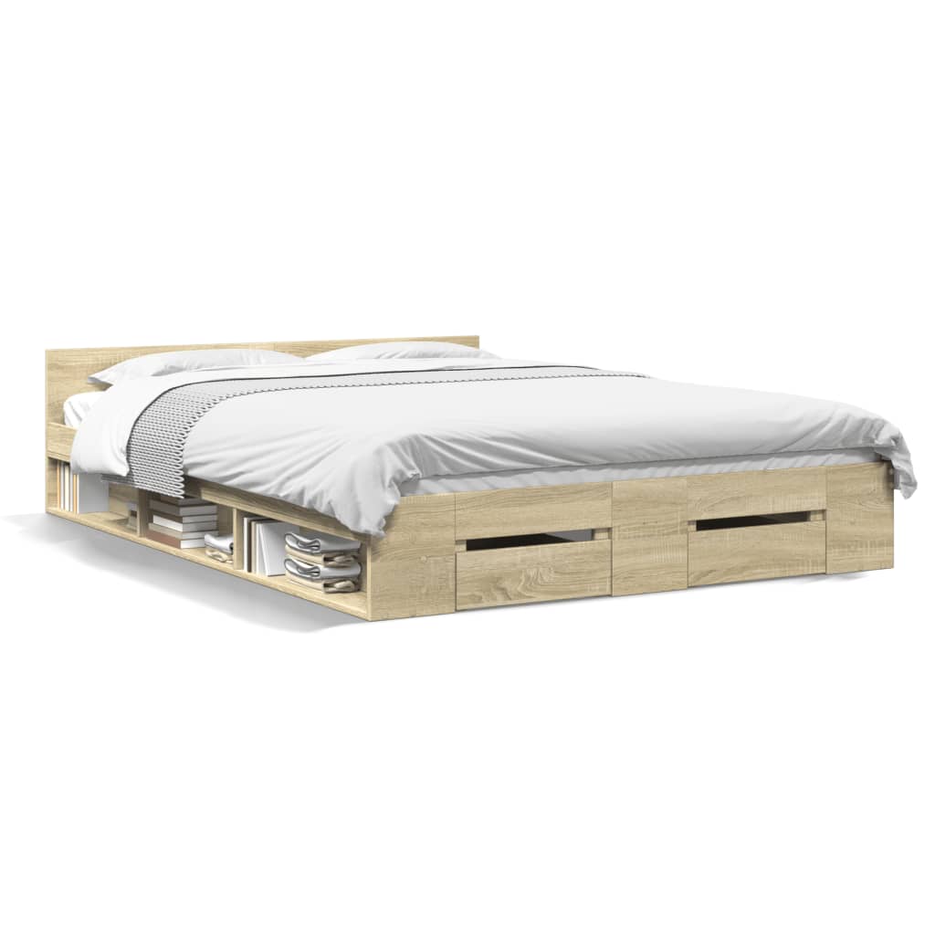 Cadre de lit avec tiroirs sans matelas chêne sonoma 120x190 cm - XIOS