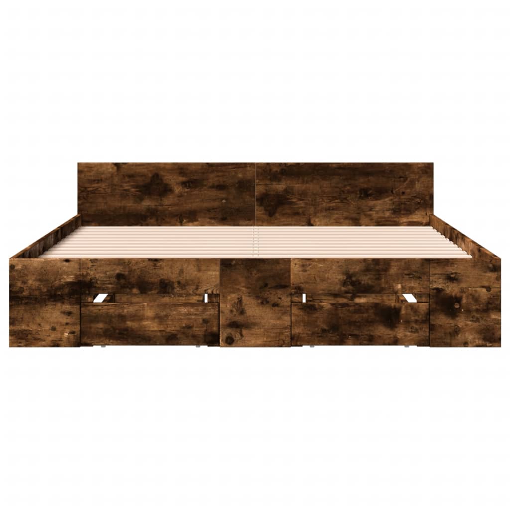 Cadre de lit avec tiroirs sans matelas chêne fumé 120x190 cm - XIOS