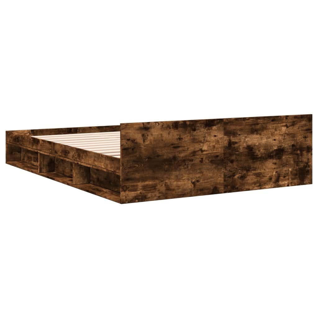 Cadre de lit avec tiroirs sans matelas chêne fumé 120x190 cm - XIOS