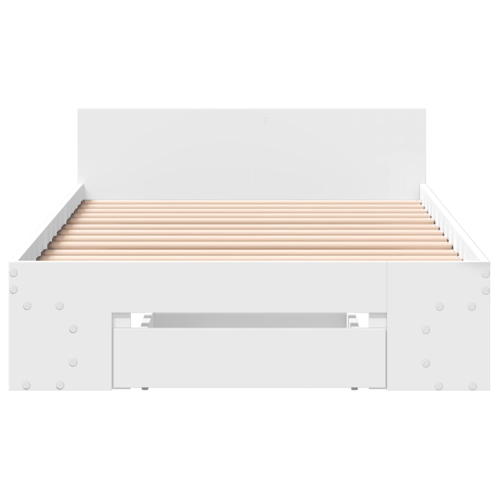 Cadre de lit avec tiroir sans matelas blanc 90x190 cm - XIOS