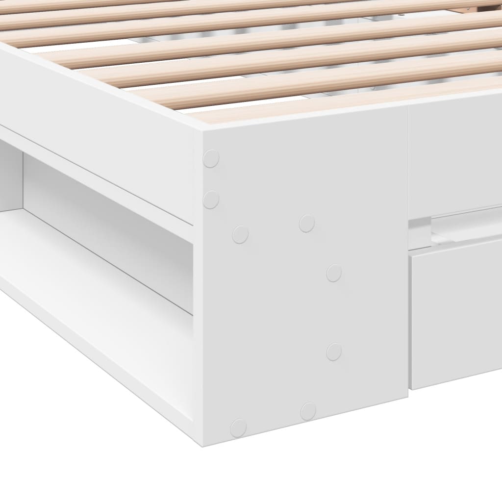 Cadre de lit avec tiroir sans matelas blanc 90x190 cm - XIOS