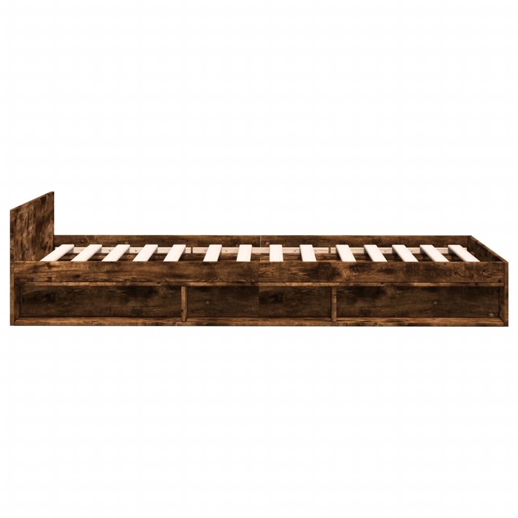 Cadre de lit avec tiroir sans matelas chêne fumé 90x190 cm - XIOS