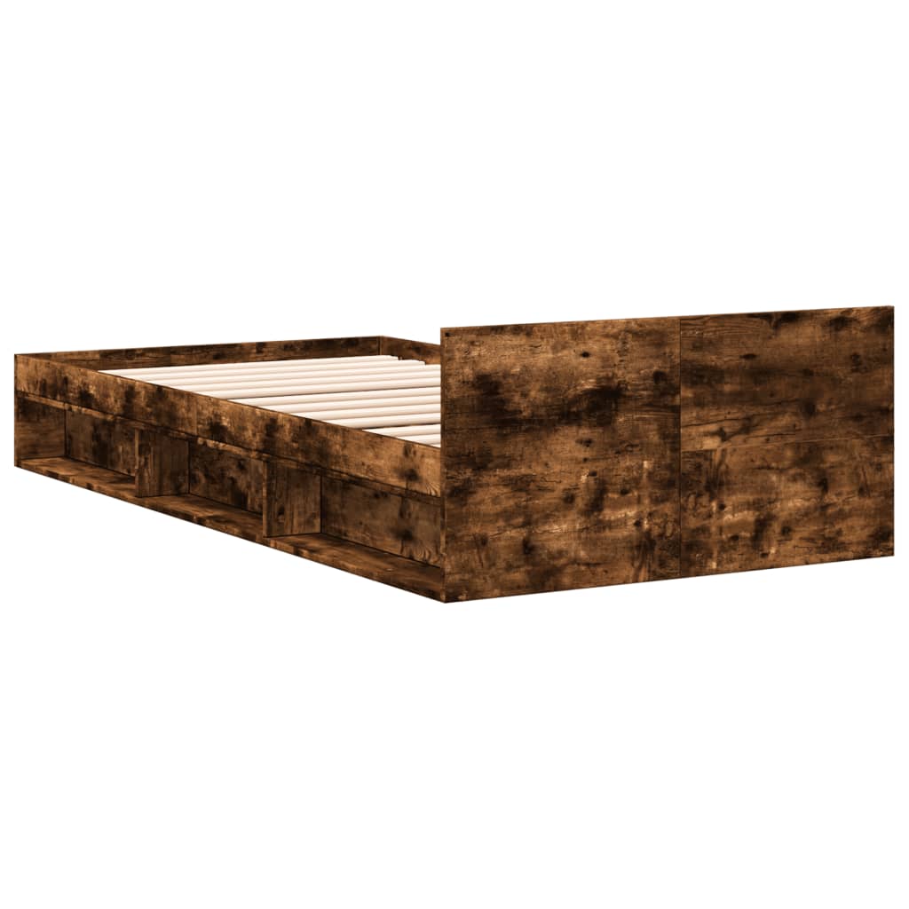 Cadre de lit avec tiroir sans matelas chêne fumé 90x190 cm - XIOS