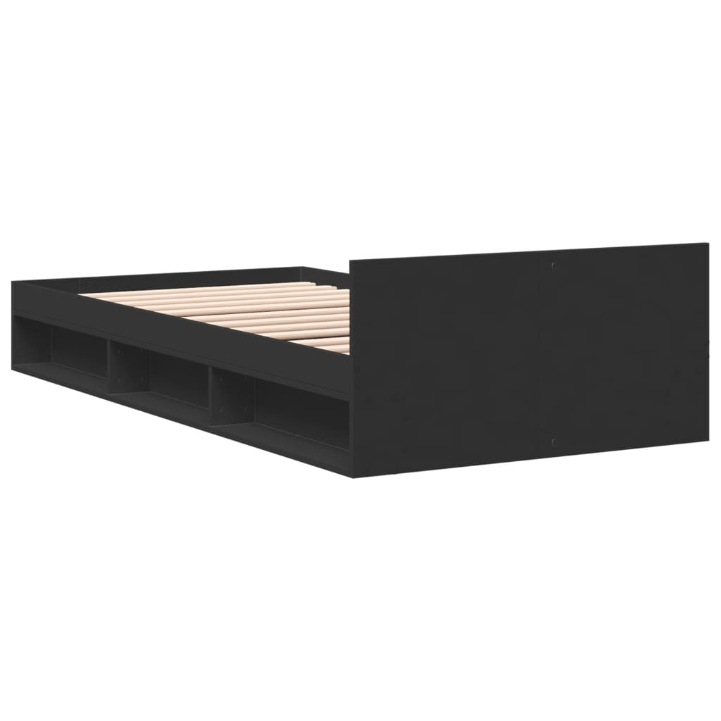 Cadre de lit avec tiroir sans matelas noir 100x200 cm - XIOS