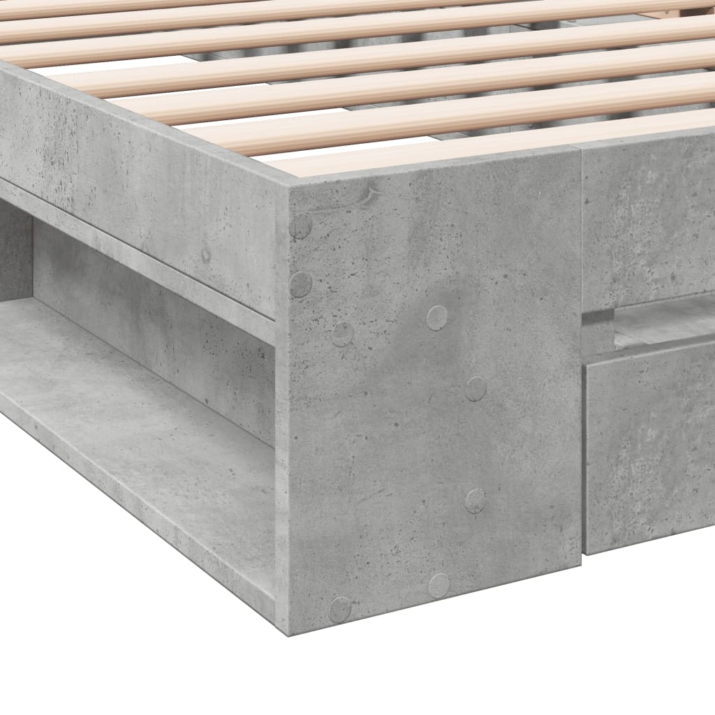 Cadre de lit avec tiroir sans matelas gris béton 100x200 cm - XIOS