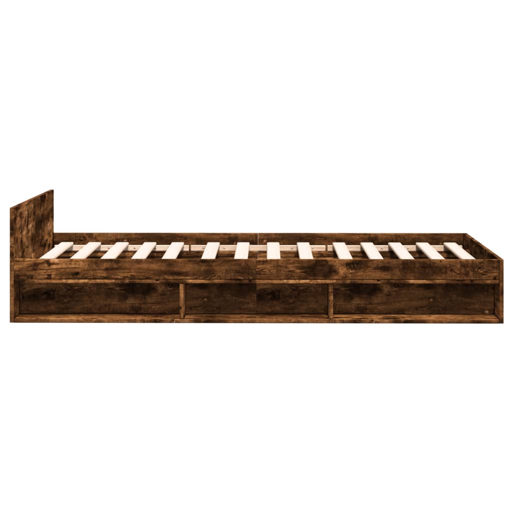 Cadre de lit avec tiroir sans matelas chêne fumé 100x200 cm - XIOS