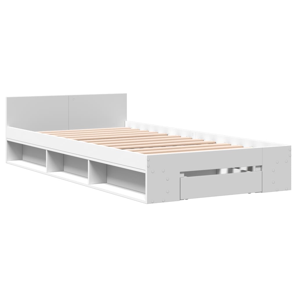 Cadre de lit avec tiroir sans matelas blanc 90x200 cm - XIOS