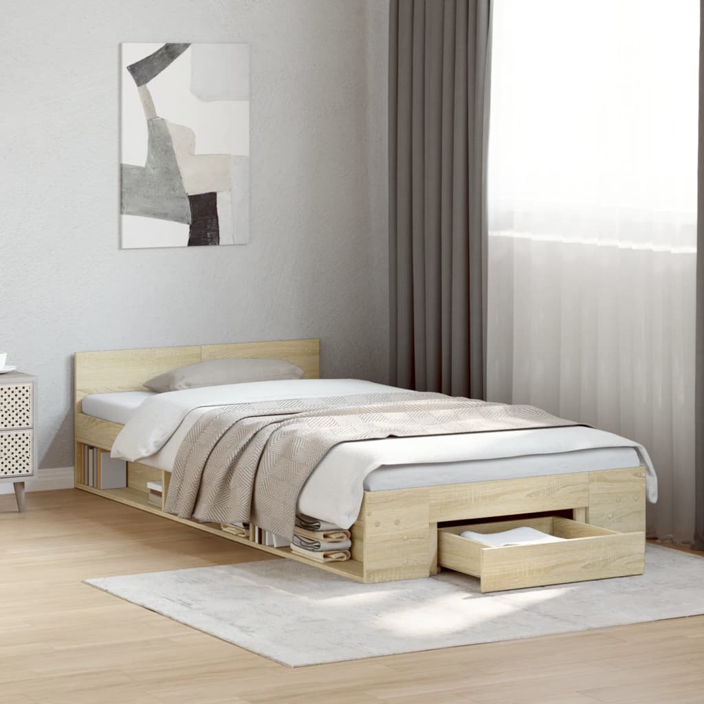 Cadre de lit avec tiroir sans matelas chêne sonoma 90x200 cm - XIOS