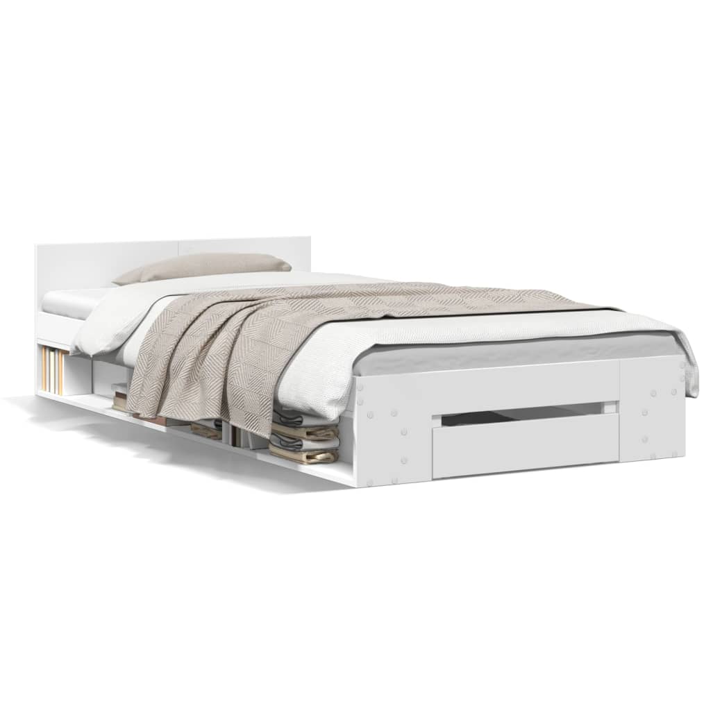 Cadre de lit avec tiroir sans matelas blanc 75x190 cm - XIOS