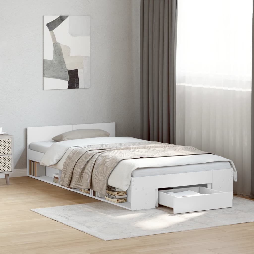 Cadre de lit avec tiroir sans matelas blanc 75x190 cm - XIOS