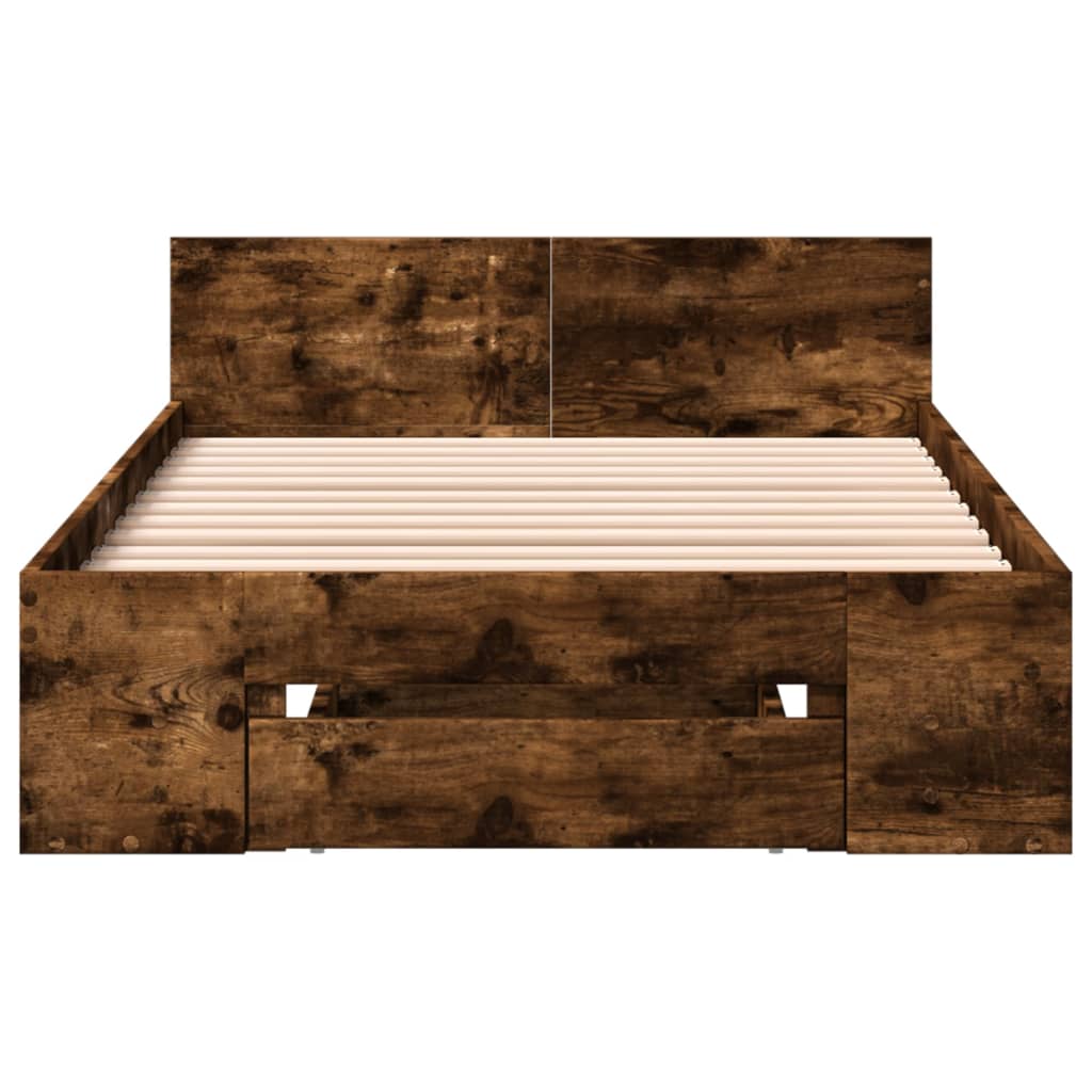 Cadre de lit avec tiroir sans matelas chêne fumé 75x190 cm - XIOS