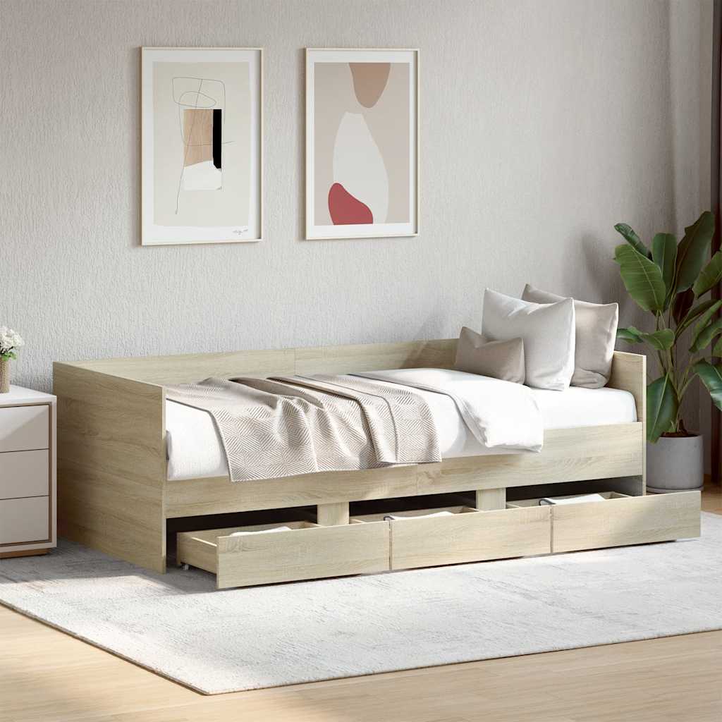 Lit de jour avec tiroirs sans matelas chêne sonoma 100x200 cm - XIOS
