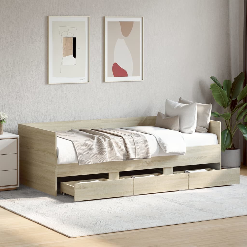 Lit de jour avec tiroirs sans matelas chêne sonoma 100x200 cm - XIOS