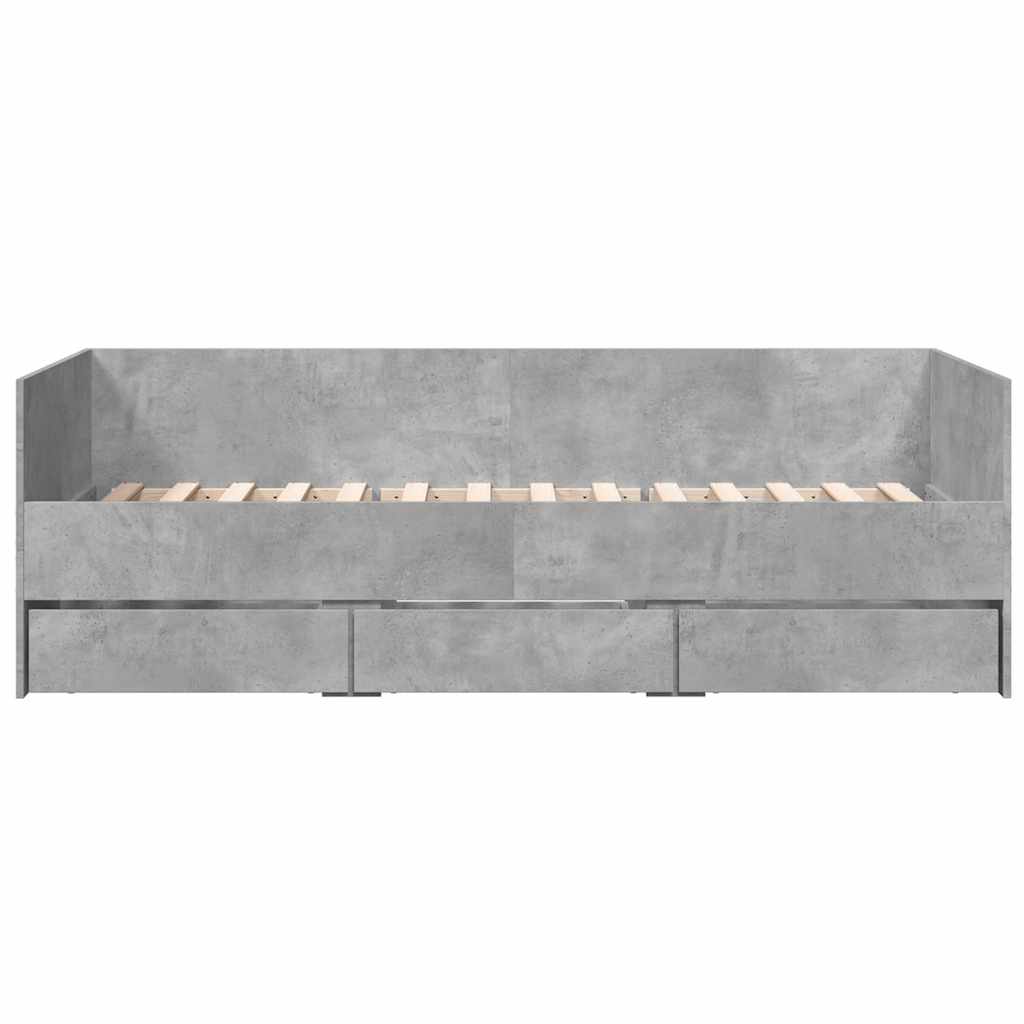 Lit de jour avec tiroirs sans matelas gris béton 100x200 cm - XIOS