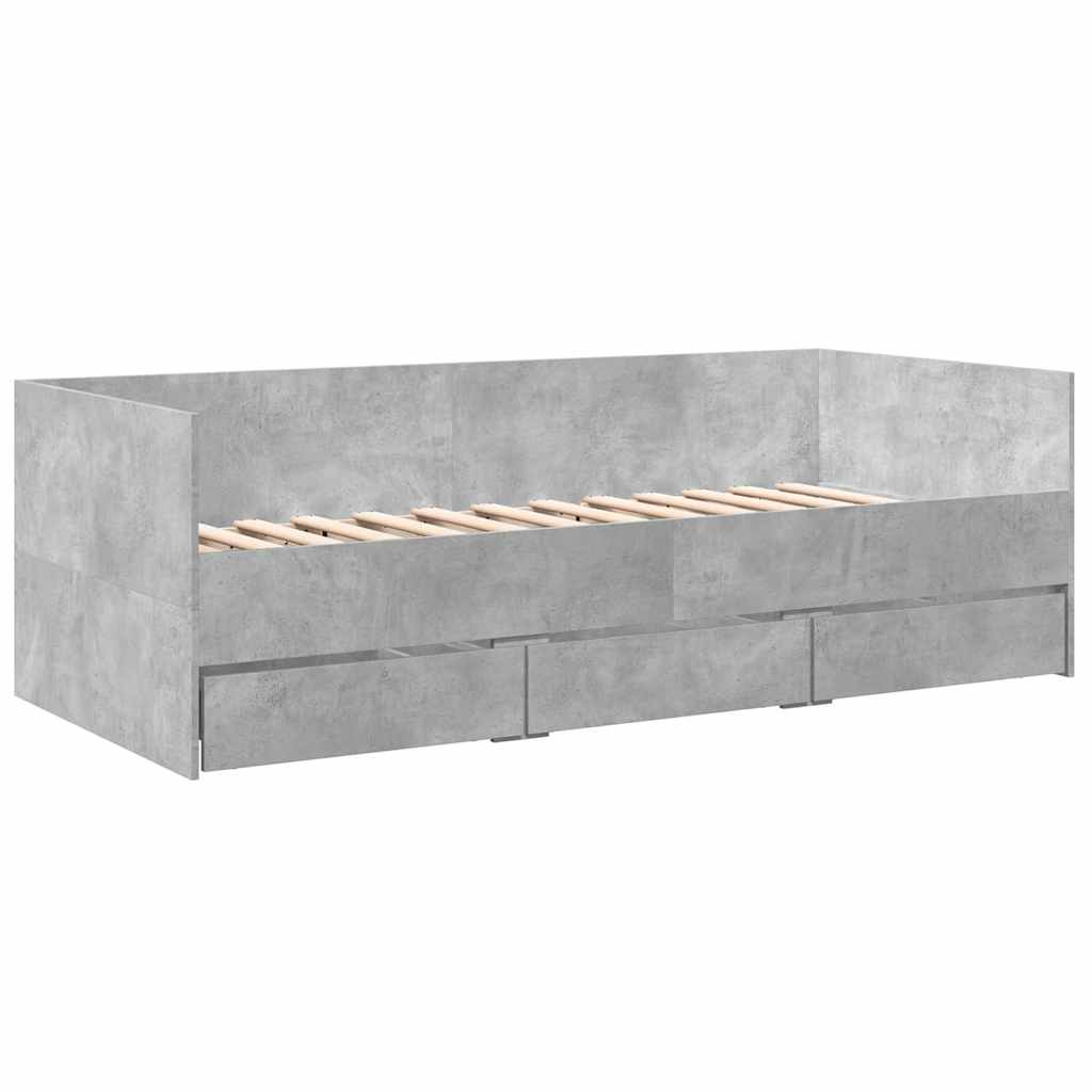 Lit de jour avec tiroirs sans matelas gris béton 90x200 cm - XIOS