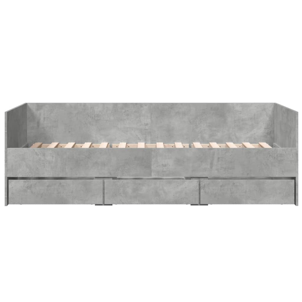 Lit de jour avec tiroirs sans matelas gris béton 90x200 cm - XIOS