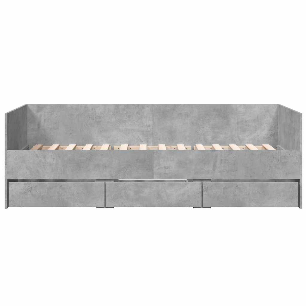 Lit de jour avec tiroirs sans matelas gris béton 90x200 cm - XIOS