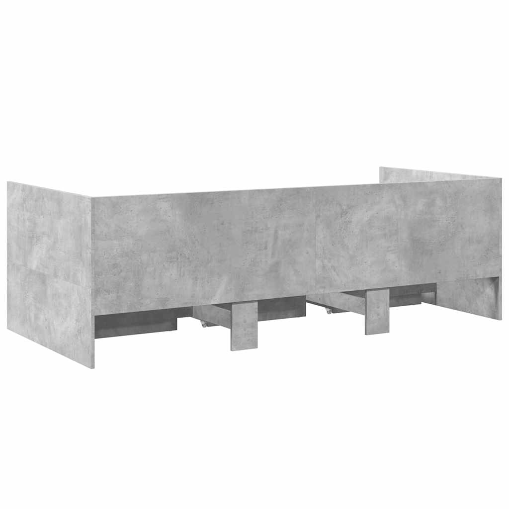 Lit de jour avec tiroirs sans matelas gris béton 90x200 cm - XIOS