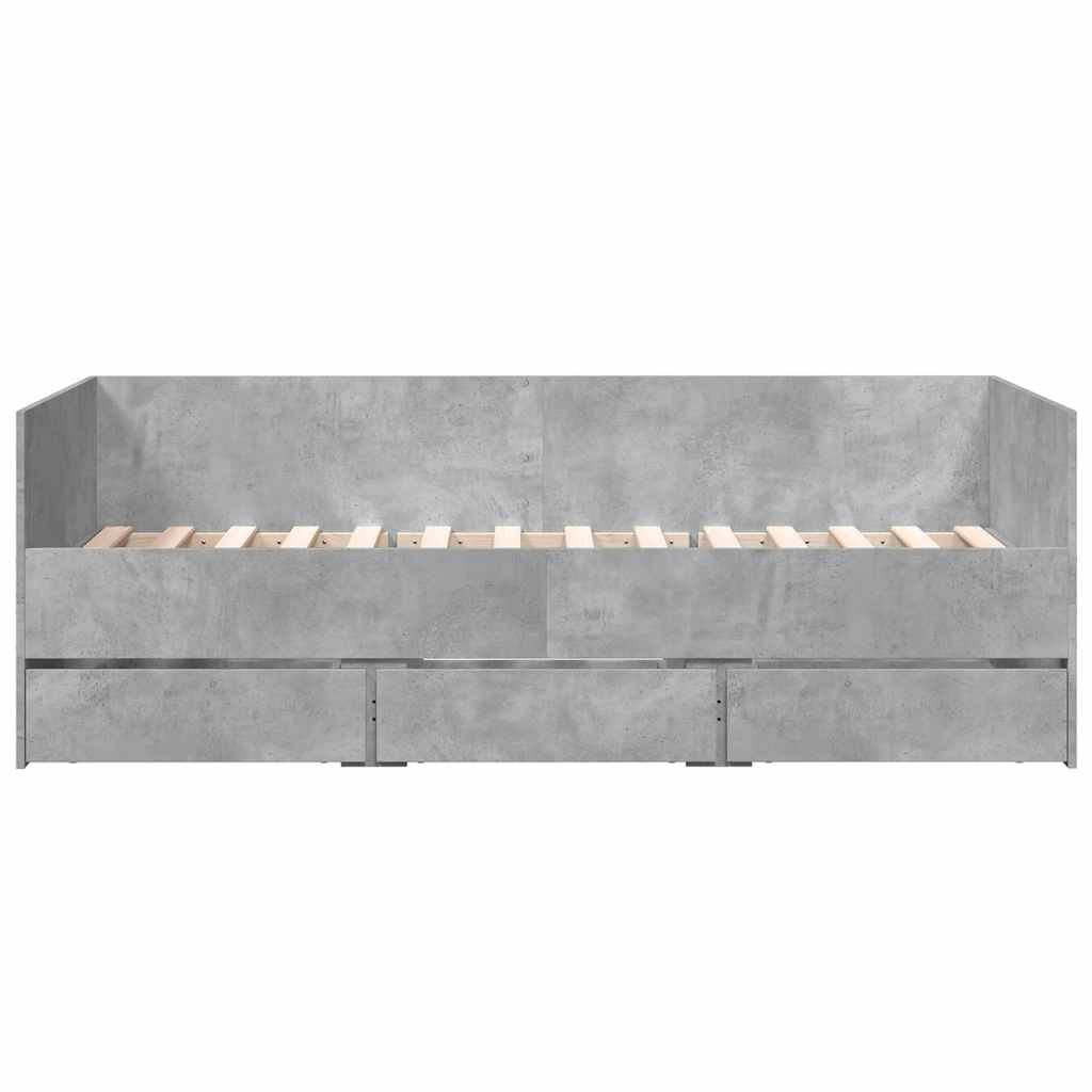 Lit de jour avec tiroirs sans matelas gris béton 90x190 cm - XIOS