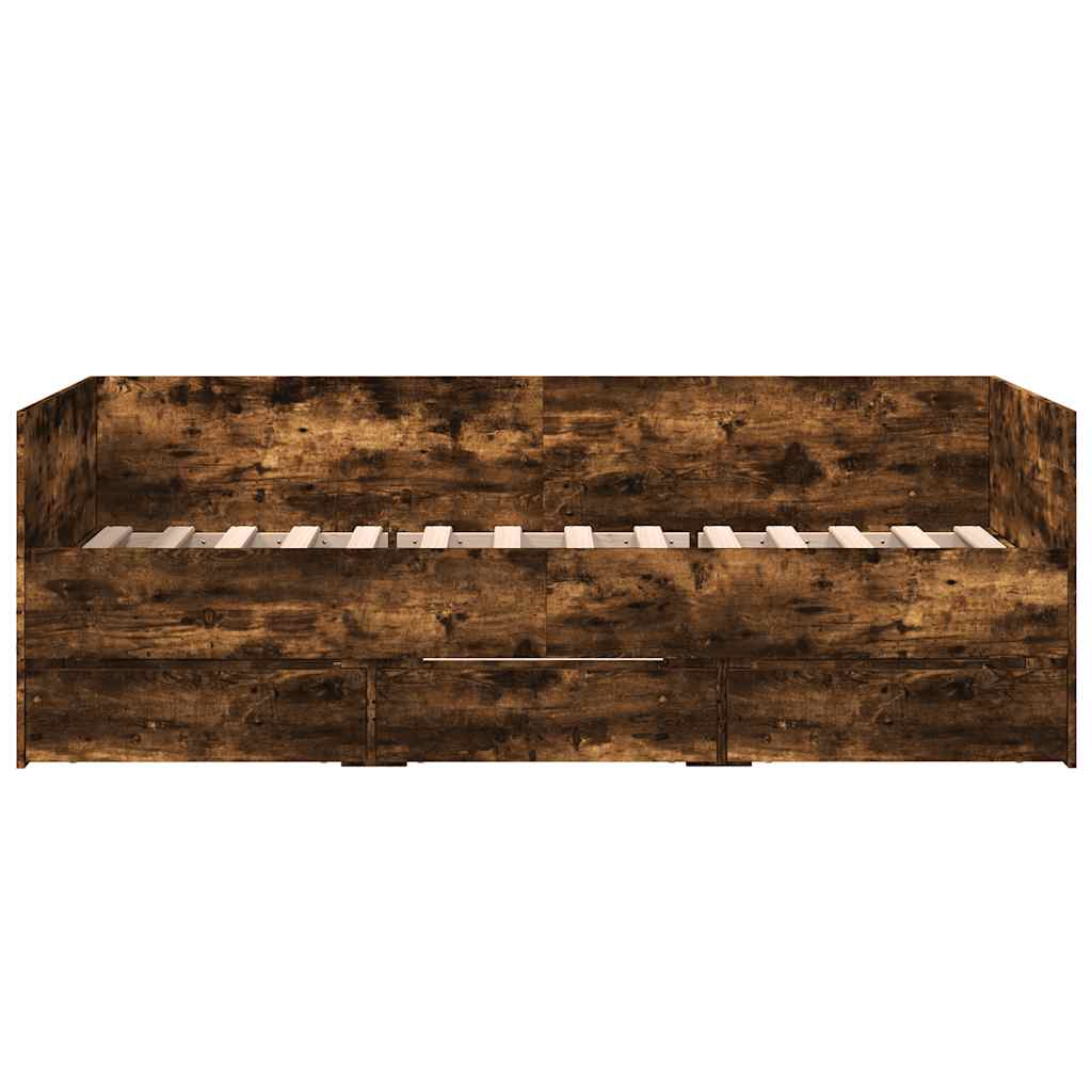 Lit de jour avec tiroirs sans matelas chêne fumé 90x190 cm - XIOS