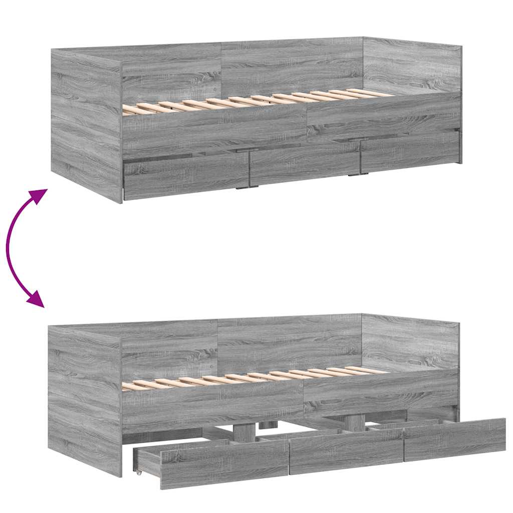 Lit de jour avec tiroirs sans matelas sonoma gris 90x190 cm - XIOS