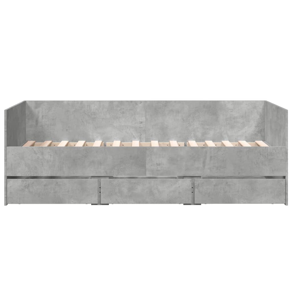 Lit de jour avec tiroirs sans matelas gris béton 75x190 cm - XIOS