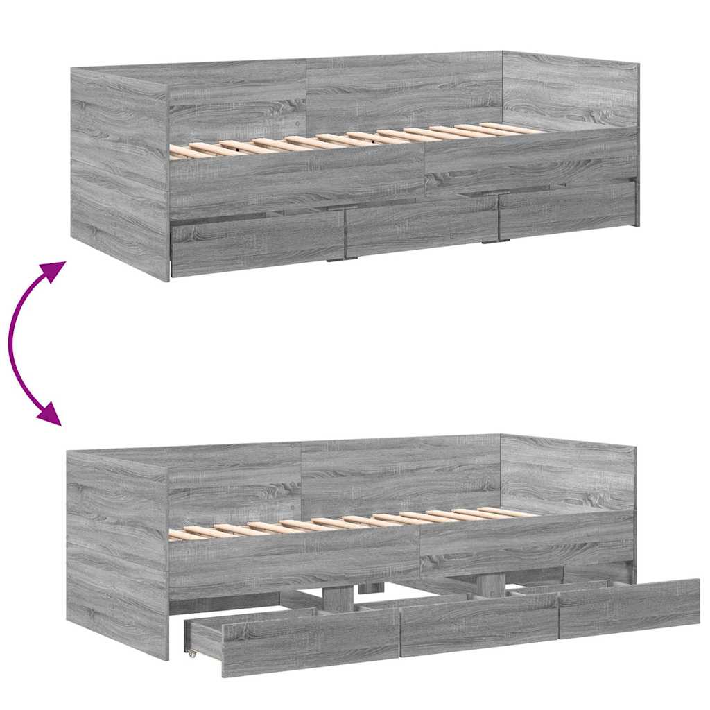 Lit de jour avec tiroirs sans matelas sonoma gris 75x190 cm - XIOS