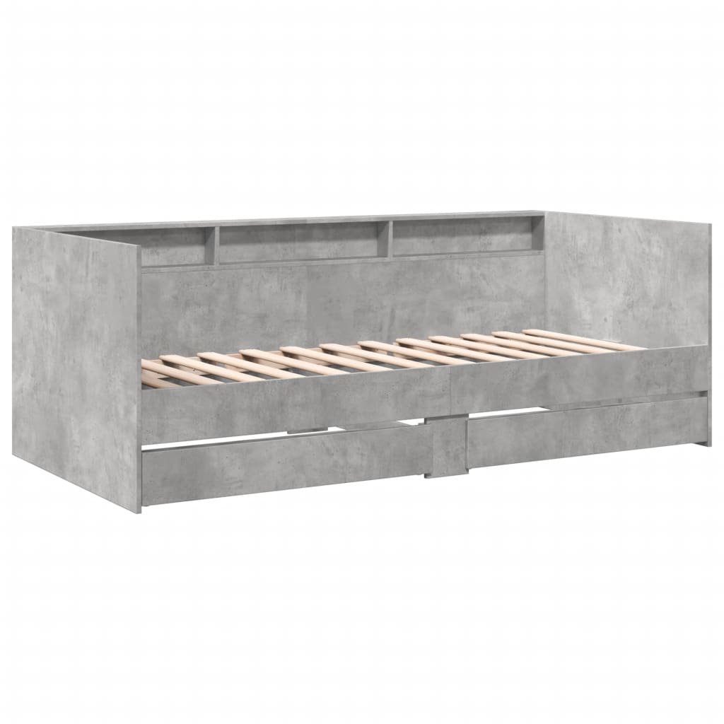 Lit de jour avec tiroirs sans matelas gris béton 100x200 cm - XIOS