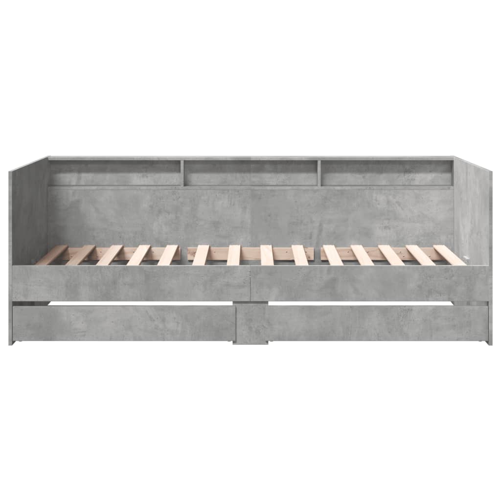 Lit de jour avec tiroirs sans matelas gris béton 100x200 cm - XIOS