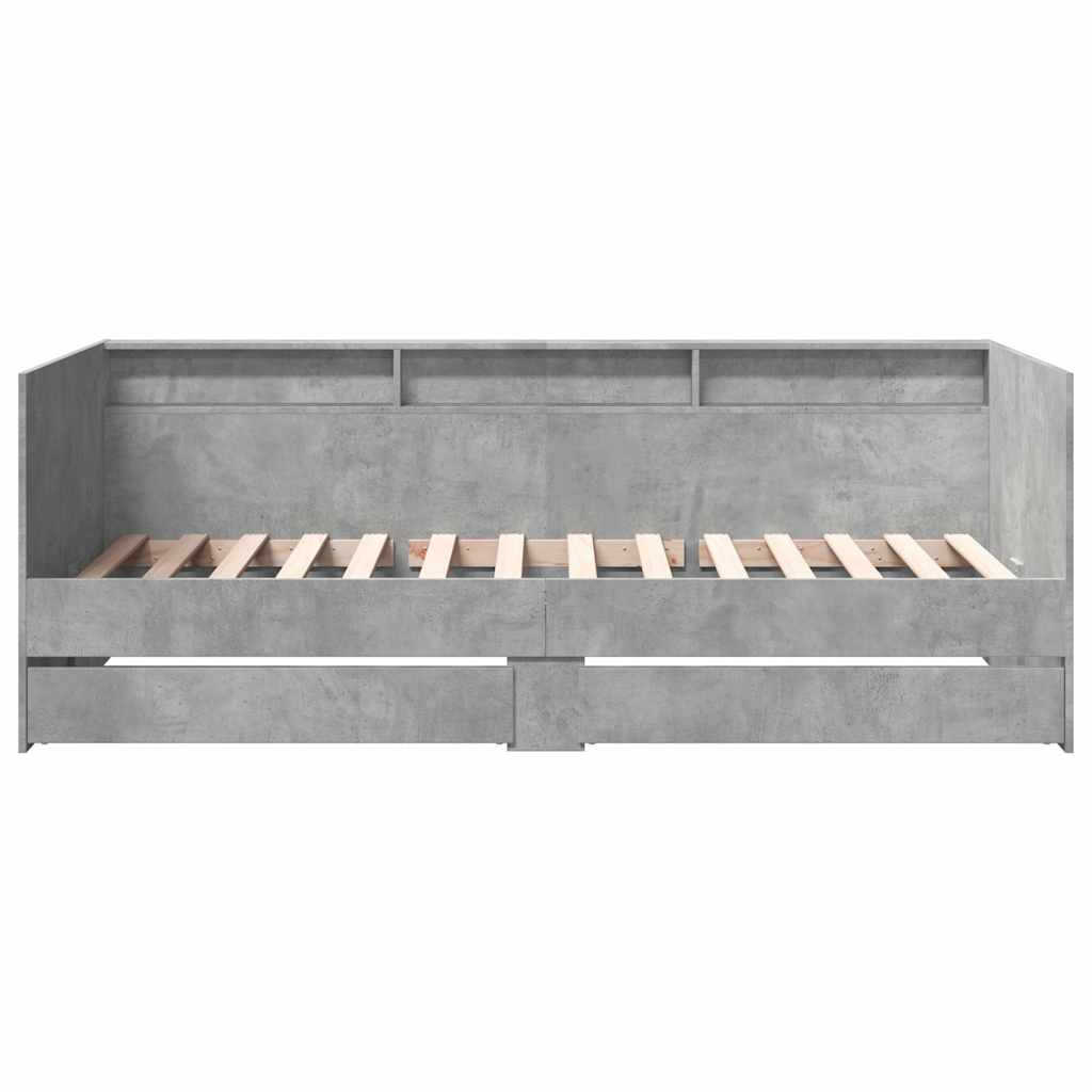 Lit de jour avec tiroirs sans matelas gris béton 100x200 cm - XIOS