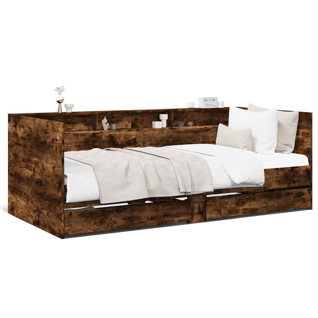 Lit de jour avec tiroirs sans matelas chêne fumé 100x200 cm - XIOS