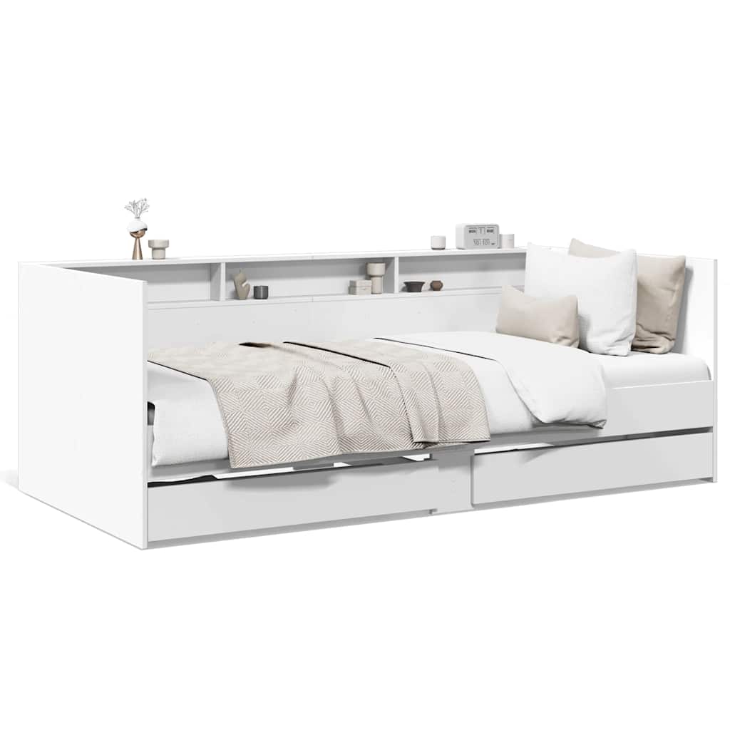 Lit de jour avec tiroirs sans matelas blanc 90x200 cm