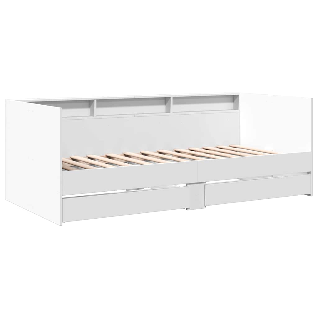 Lit de jour avec tiroirs sans matelas blanc 90x200 cm