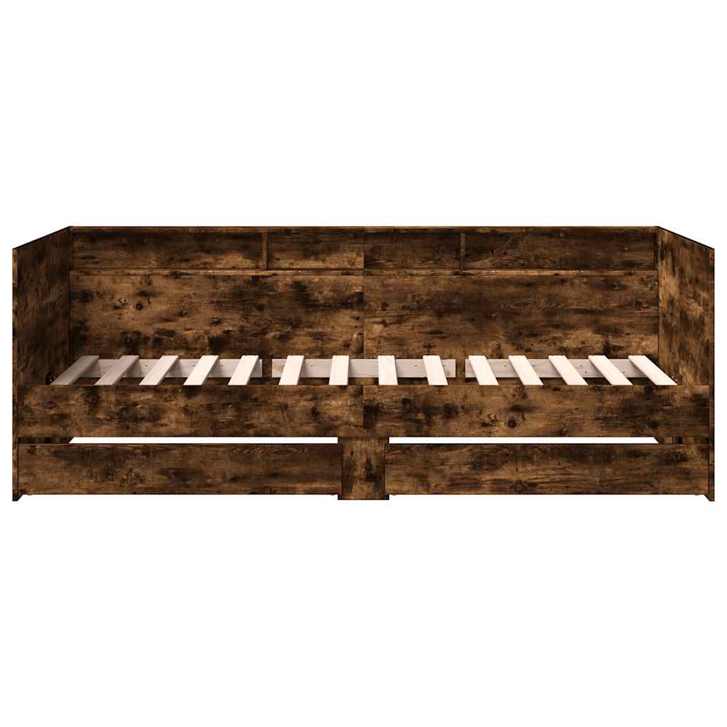 Lit de jour avec tiroirs sans matelas chêne fumé 90x200 cm - XIOS