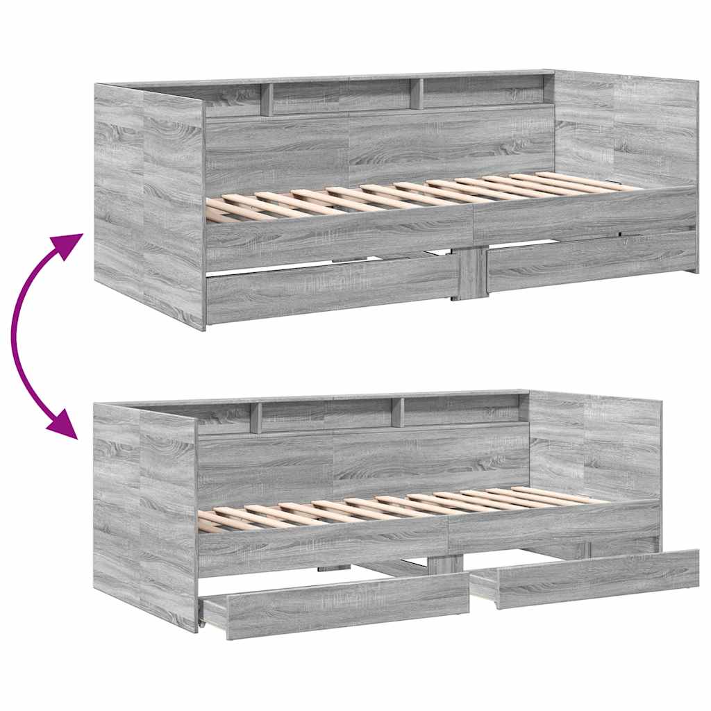 Lit de jour avec tiroirs sans matelas sonoma gris 90x200 cm - XIOS