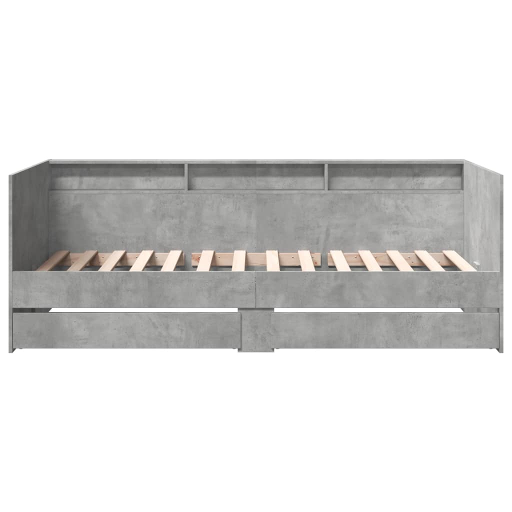 Lit de jour avec tiroirs sans matelas gris béton 90x190 cm - XIOS