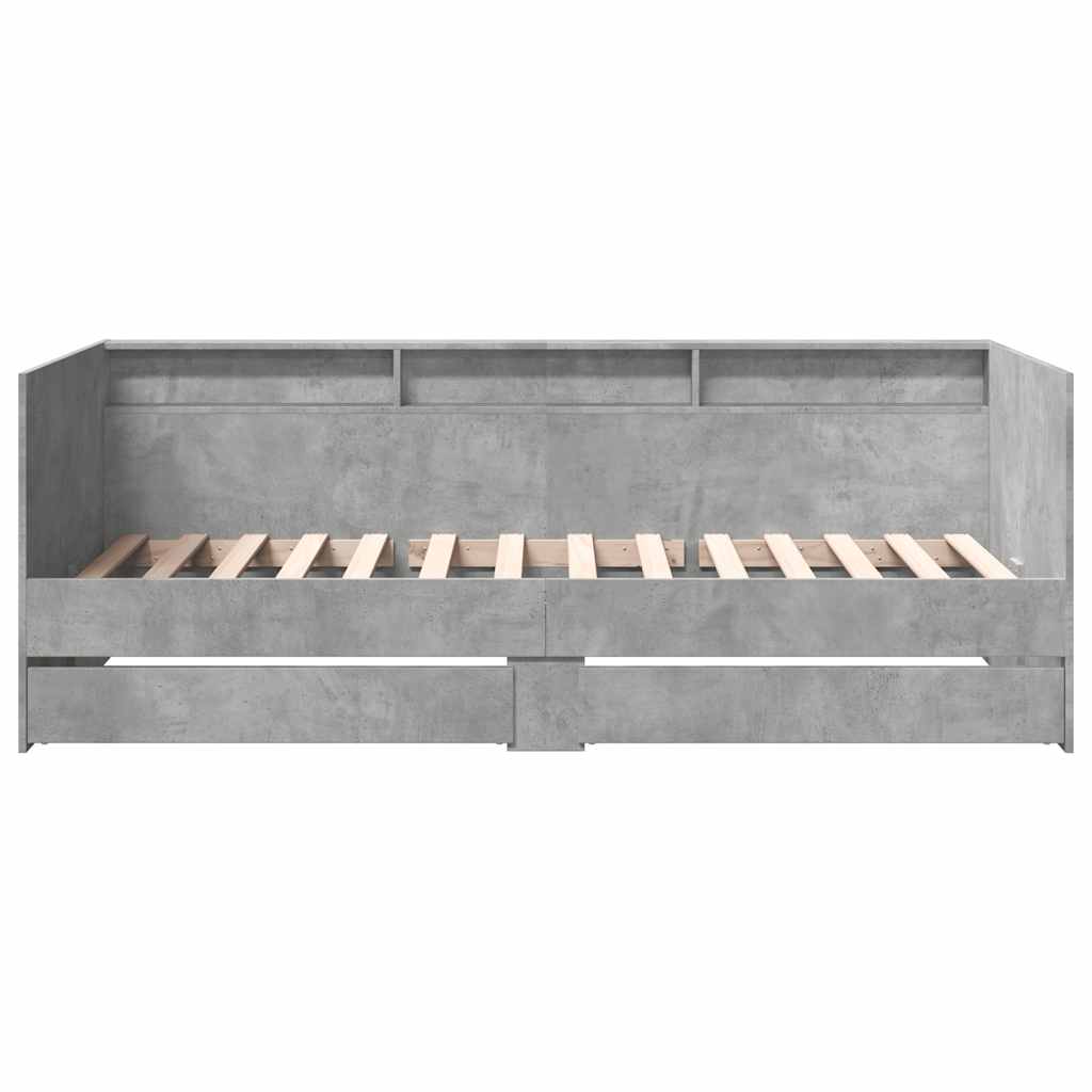 Lit de jour avec tiroirs sans matelas gris béton 90x190 cm - XIOS