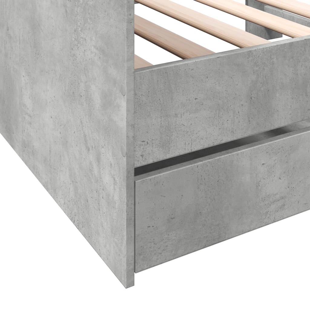 Lit de jour avec tiroirs sans matelas gris béton 90x190 cm - XIOS