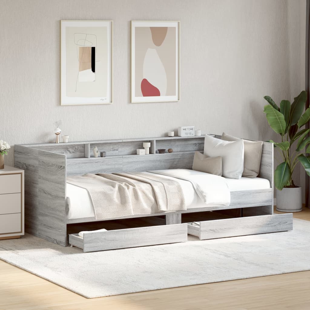 Lit de jour avec tiroirs sans matelas sonoma gris 90x190 cm - XIOS