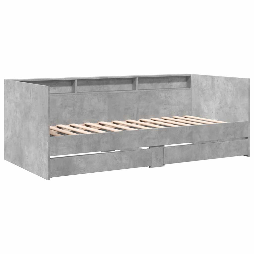 Lit de jour avec tiroirs sans matelas gris béton 75x190 cm - XIOS