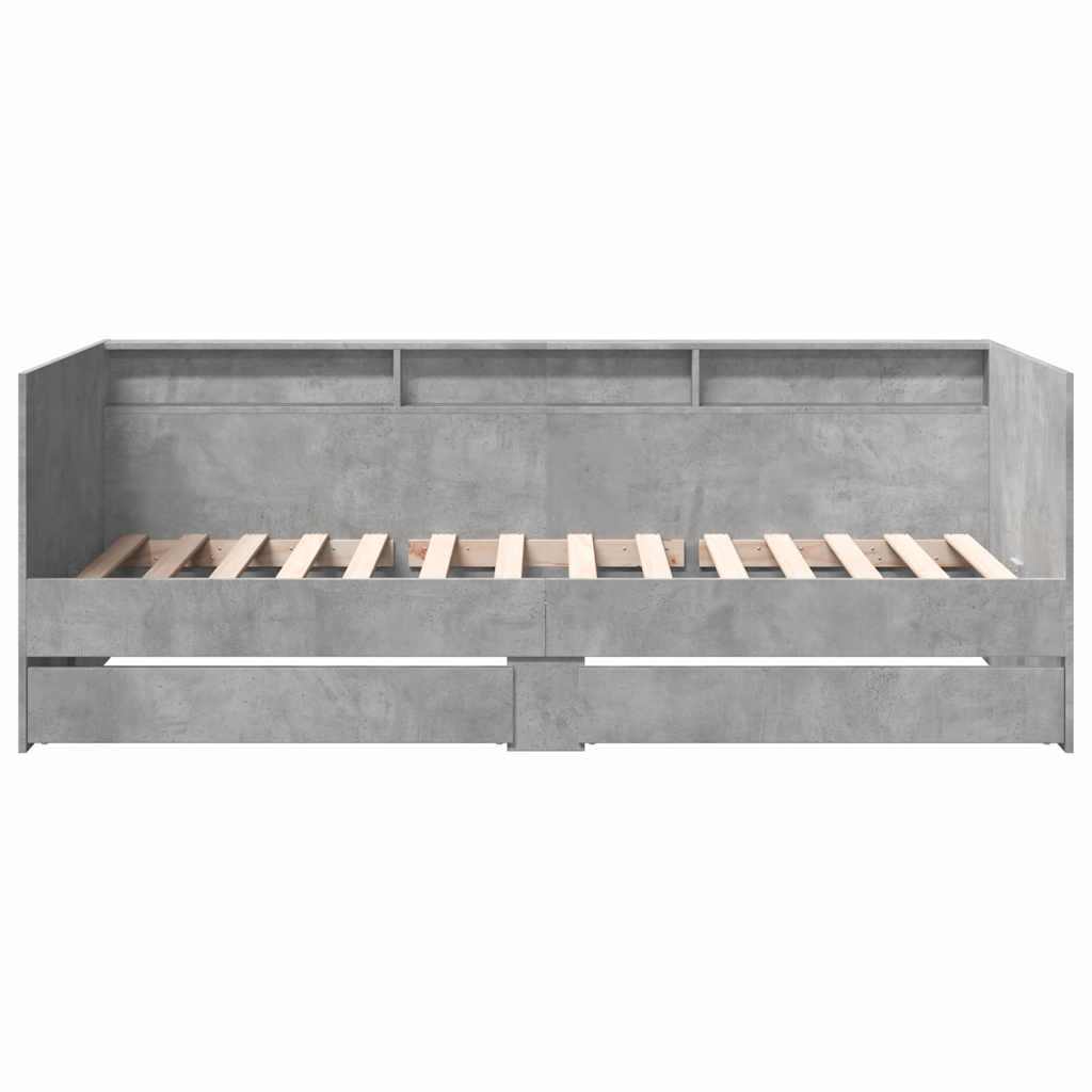 Lit de jour avec tiroirs sans matelas gris béton 75x190 cm - XIOS
