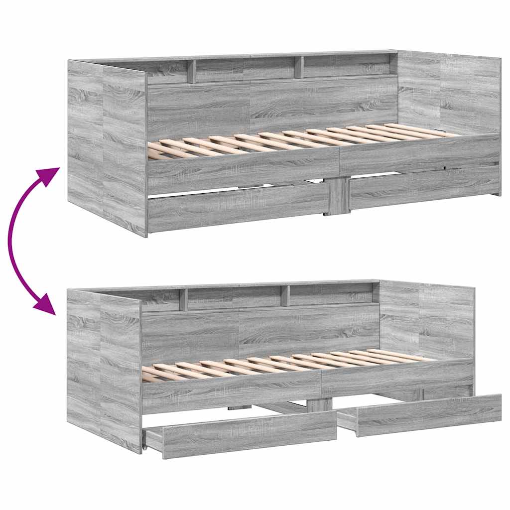 Lit de jour avec tiroirs sans matelas sonoma gris 75x190 cm - XIOS