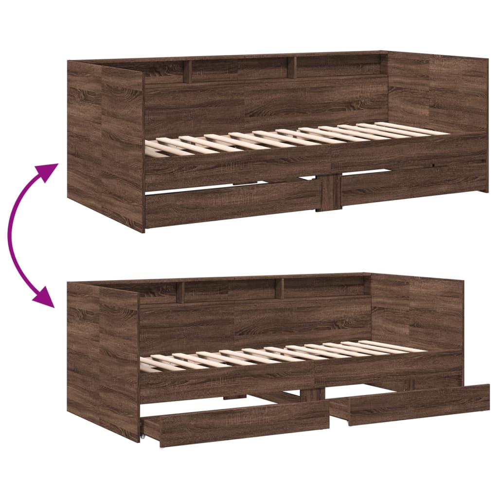 Lit de jour avec tiroirs sans matelas chêne marron 75x190 cm - XIOS