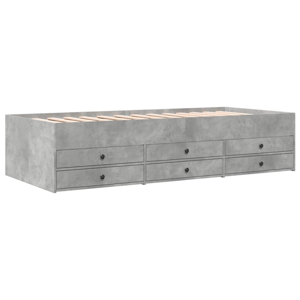 Lit de jour avec tiroirs sans matelas gris béton 100x200 cm - XIOS