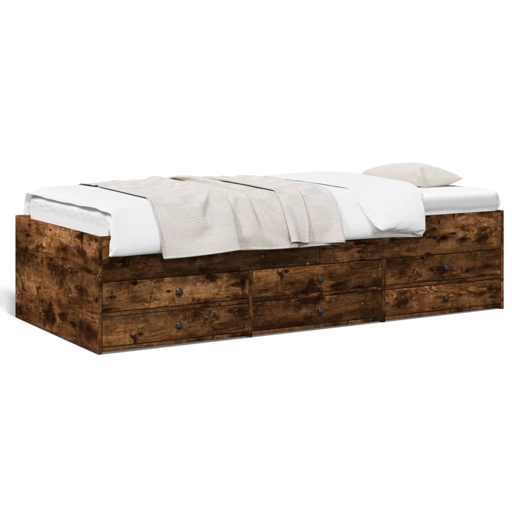 Lit de jour avec tiroirs sans matelas chêne fumé 100x200 cm - XIOS