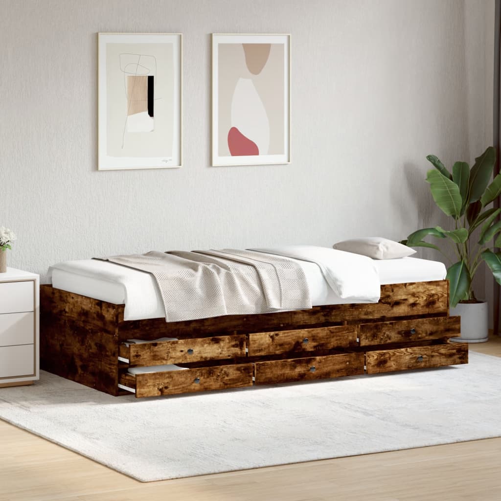 Lit de jour avec tiroirs sans matelas chêne fumé 100x200 cm - XIOS