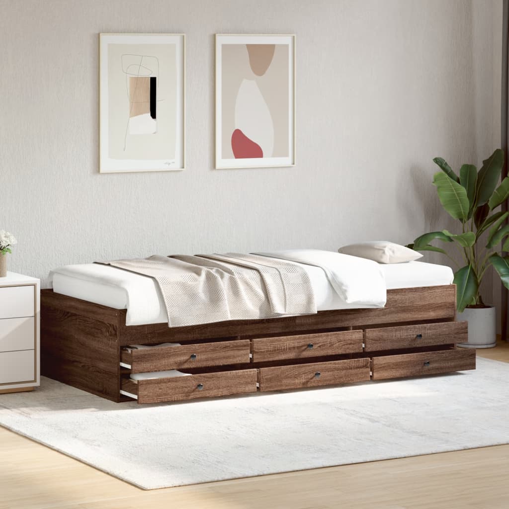 Lit de jour avec tiroirs sans matelas chêne marron 100x200 cm - XIOS